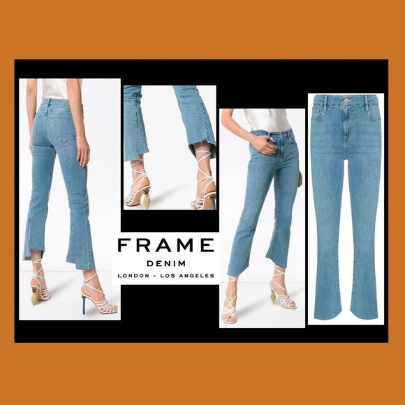 FRAME Denim NEW Bohemian: LE CROP Godet-Inset Flare Mini Boot Jean 29 - Picture 3 of 12